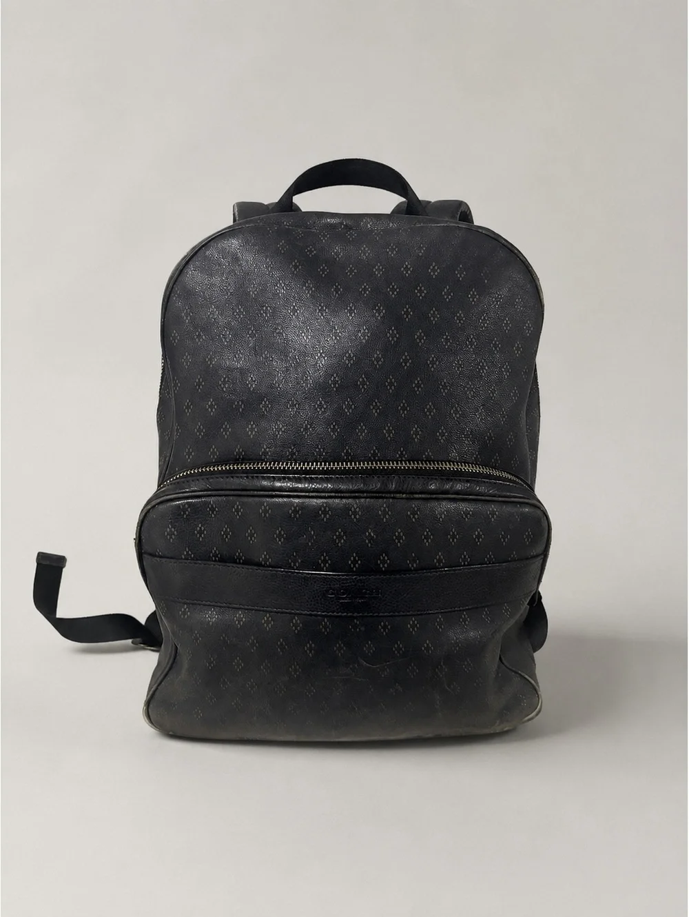 Coach Men’s Navy Signature Coated Canvas Leather Backpack